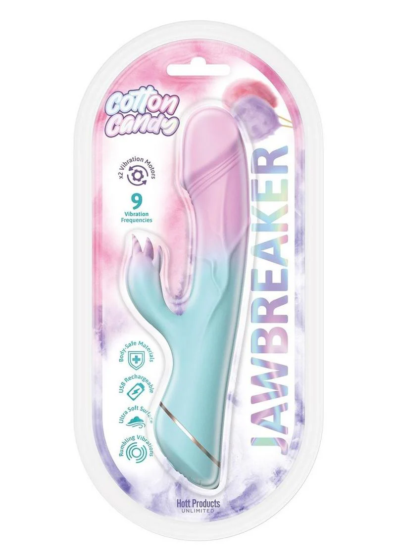 Cotton Candy Jawbreaker Silicone Rabbit Vibrator with Clitoral Stimulator - Image 2