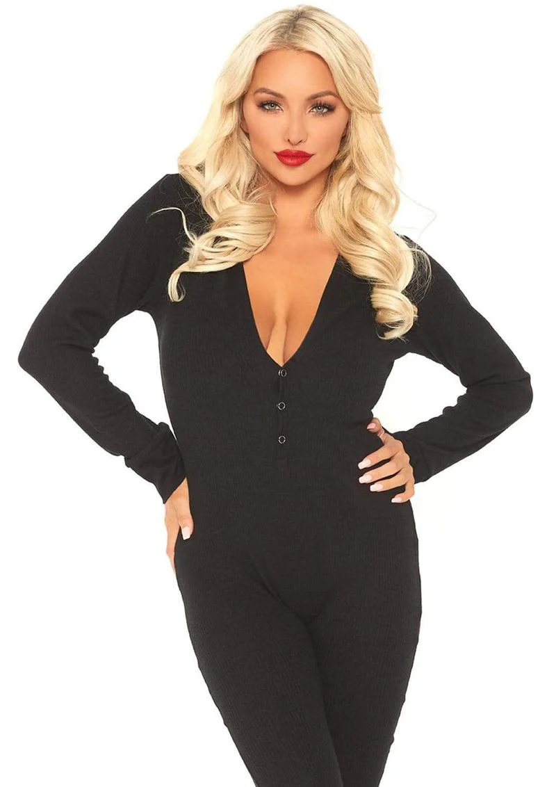 Cozy Brushed Rib Long Johns with Cheeky Snap Closure Back Flap - Image 11
