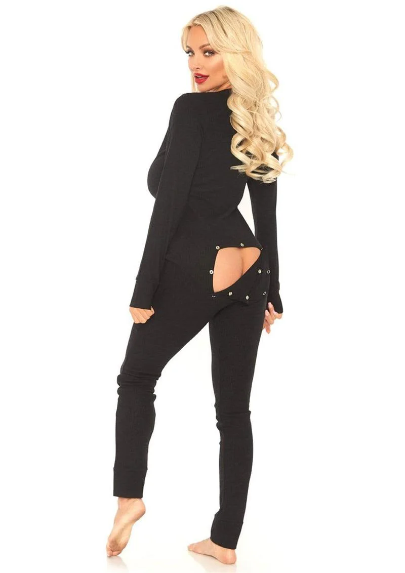 Cozy Brushed Rib Long Johns with Cheeky Snap Closure Back Flap - Image 12