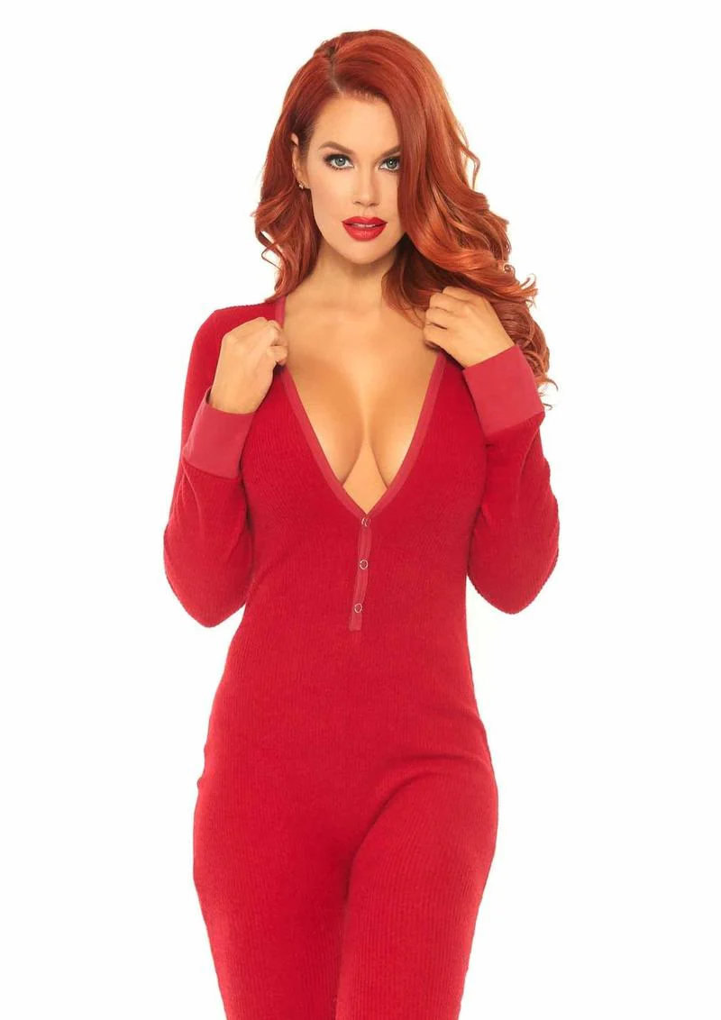 Cozy Brushed Rib Long Johns with Cheeky Snap Closure Back Flap - Image 5