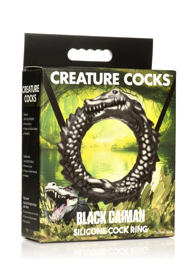 Creature Cocks Black Caiman Silicone Cock Ring Unique Design - Image 4
