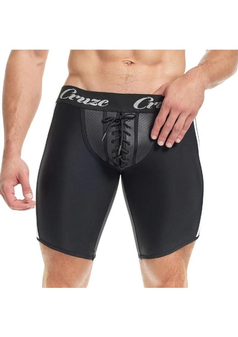 Cruze Lace-Up Neoprene Tackle Shorts Fetish Sport Shorts for Men - Image 2