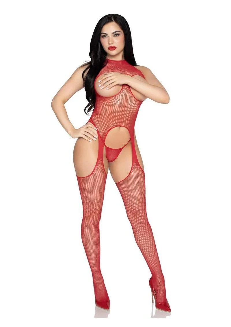 Cupless Fishnet Suspender Bodystocking - Image 7