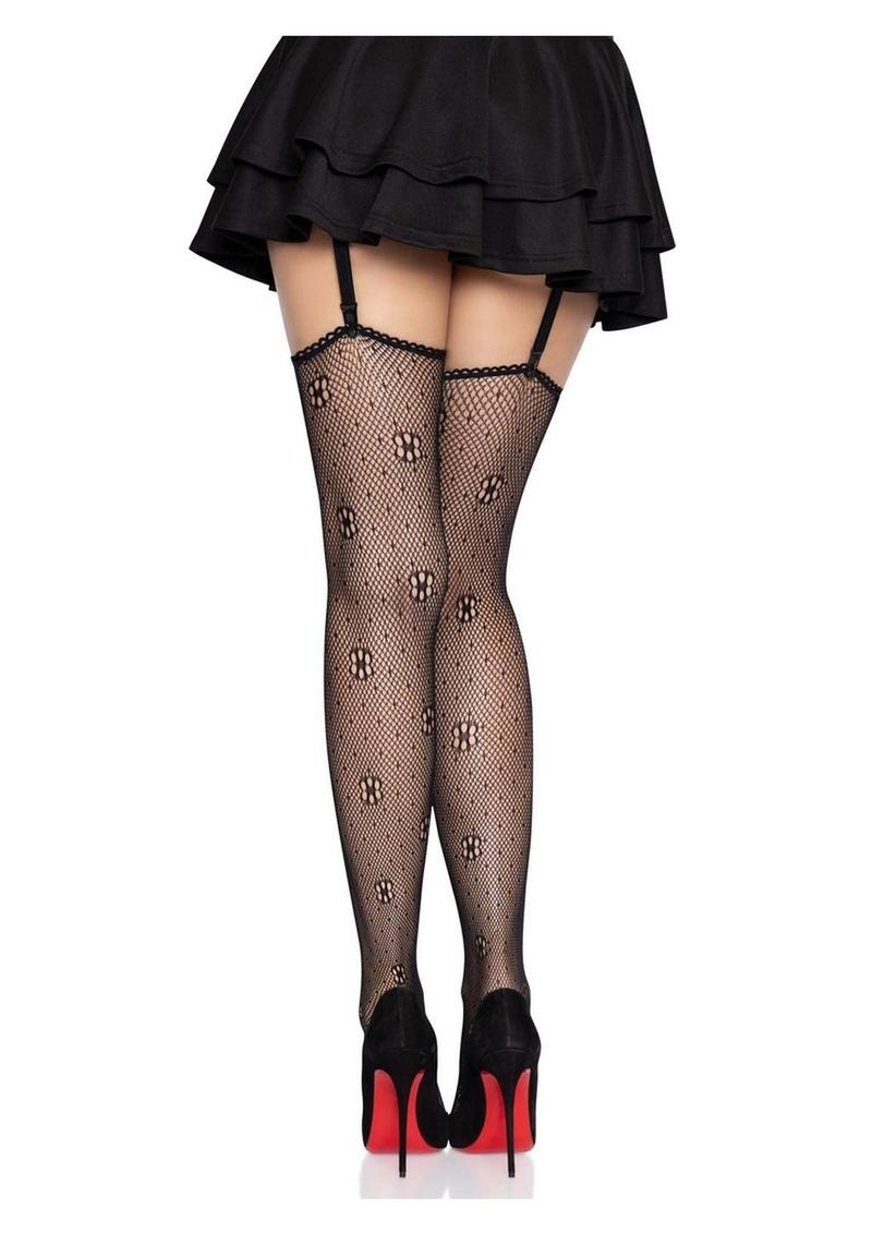Daisy Dot Fishnet Stockings With Scalloped Top - Image 2