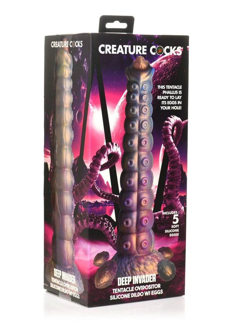 Deep Invader Tentacle Ovipositor Silicone Dildo With Eggs - Image 4