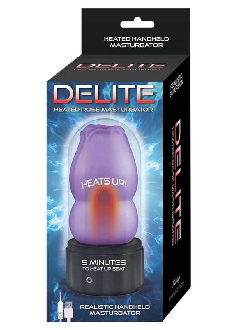 Delite Heated Rose Rechargeable Handheld Masturbator - Image 7