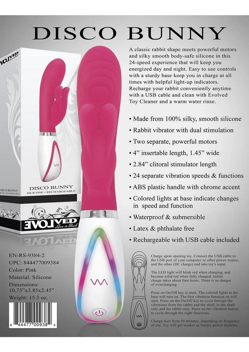 Disco Bunny Rechargeable Silicone Rabbit Vibrator - Image 3