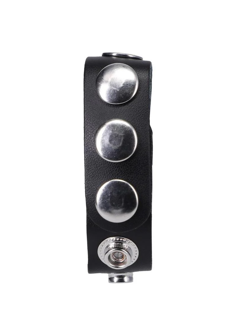 Doc Johnson Rock Solid Leather 3-Snap Adjustable Cock Ring - Image 3