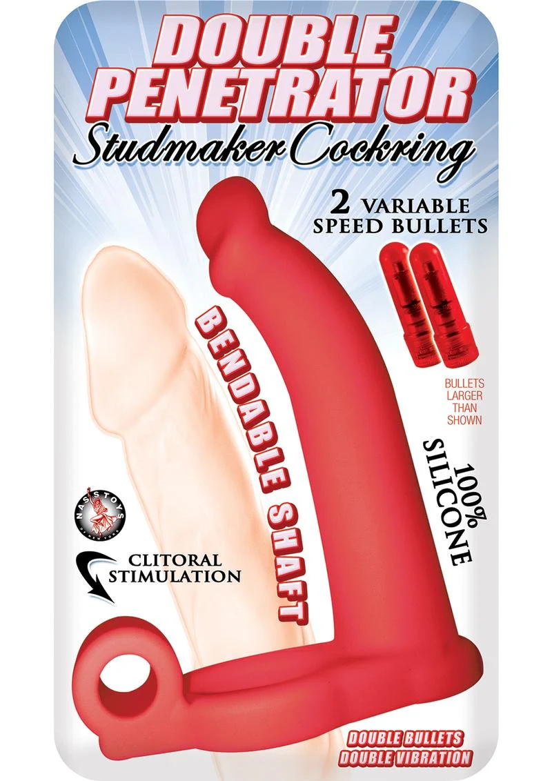 Double Penetrator Studmaker Silicone Vibrating Cock Ring - Image 3