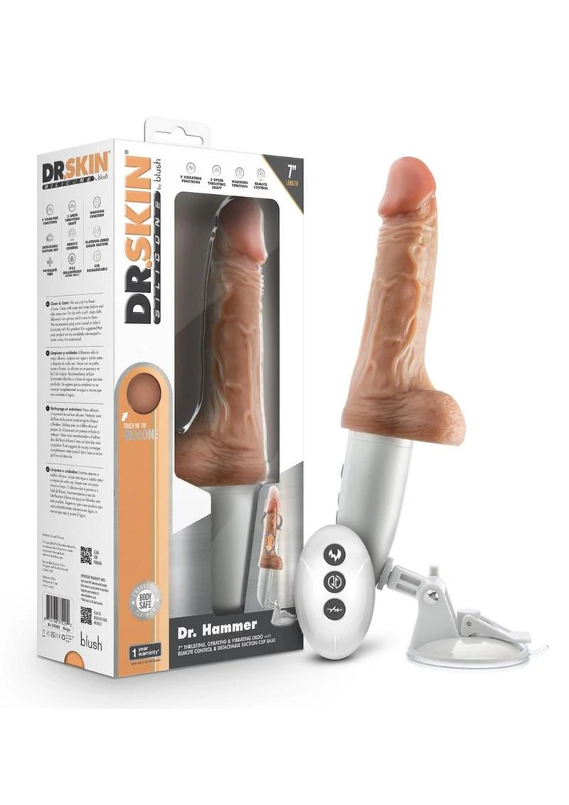 Dr. Skin Platinum Dr. Hammer Rechargeable Thrusting And Vibrating Dildo - Image 4