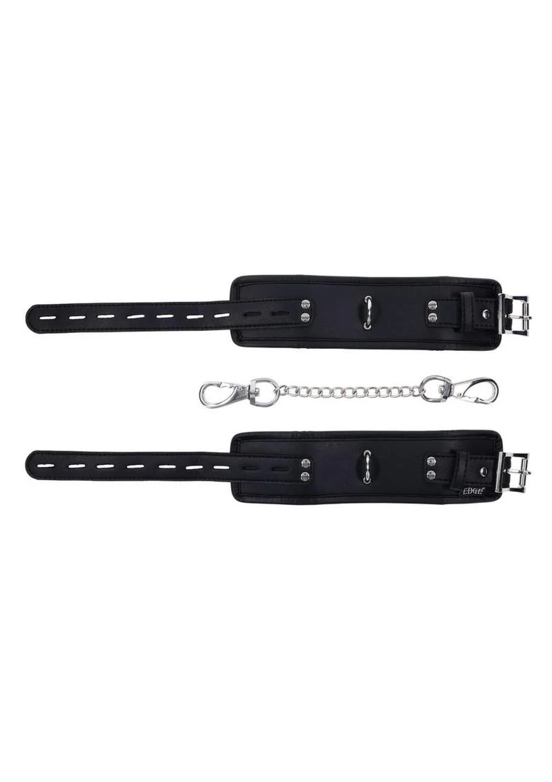Edge Handcuffs with Chain Adjustable Black Bondage Restraints - Image 2