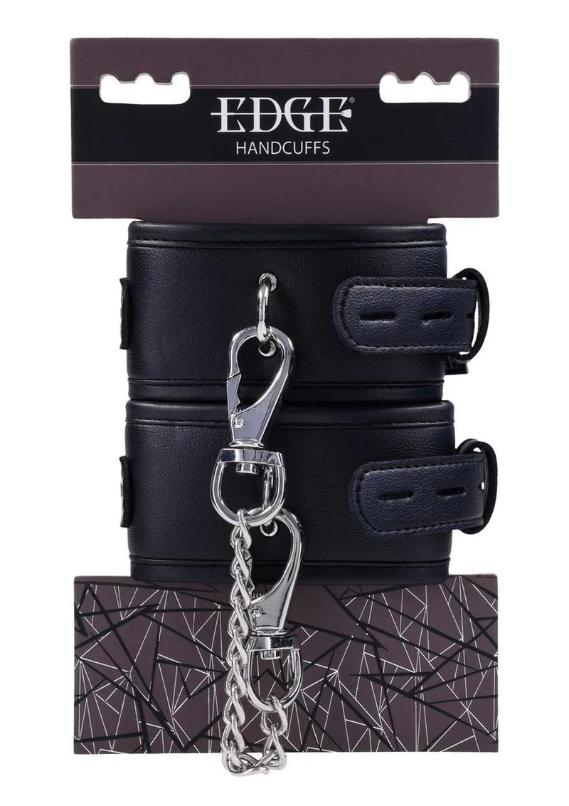 Edge Handcuffs with Chain Adjustable Black Bondage Restraints - Image 4