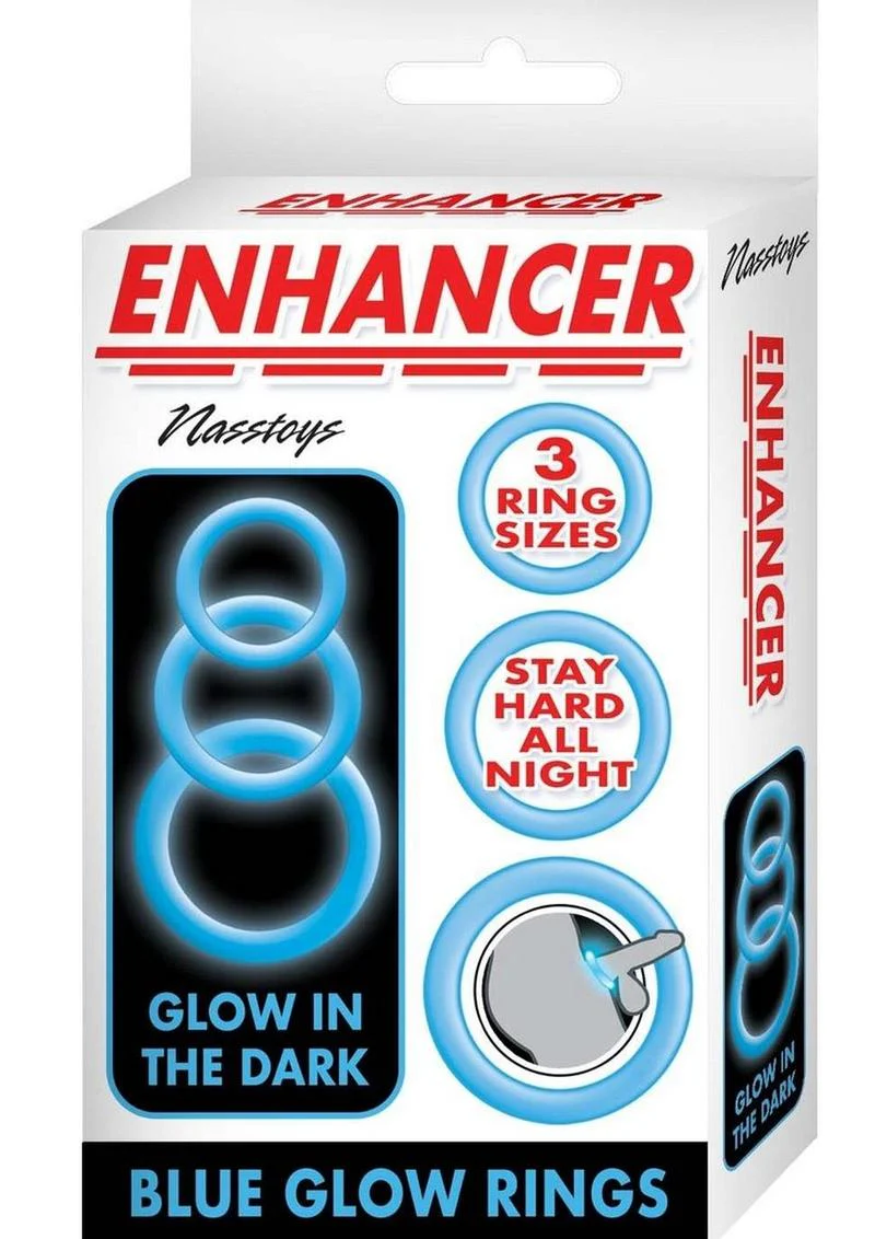 Enhancer Blue Glow Rings Silicone Cock Ring Set - Image 2
