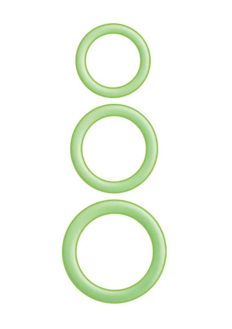 Enhancer Blue Glow Rings Silicone Cock Ring Set - Image 3