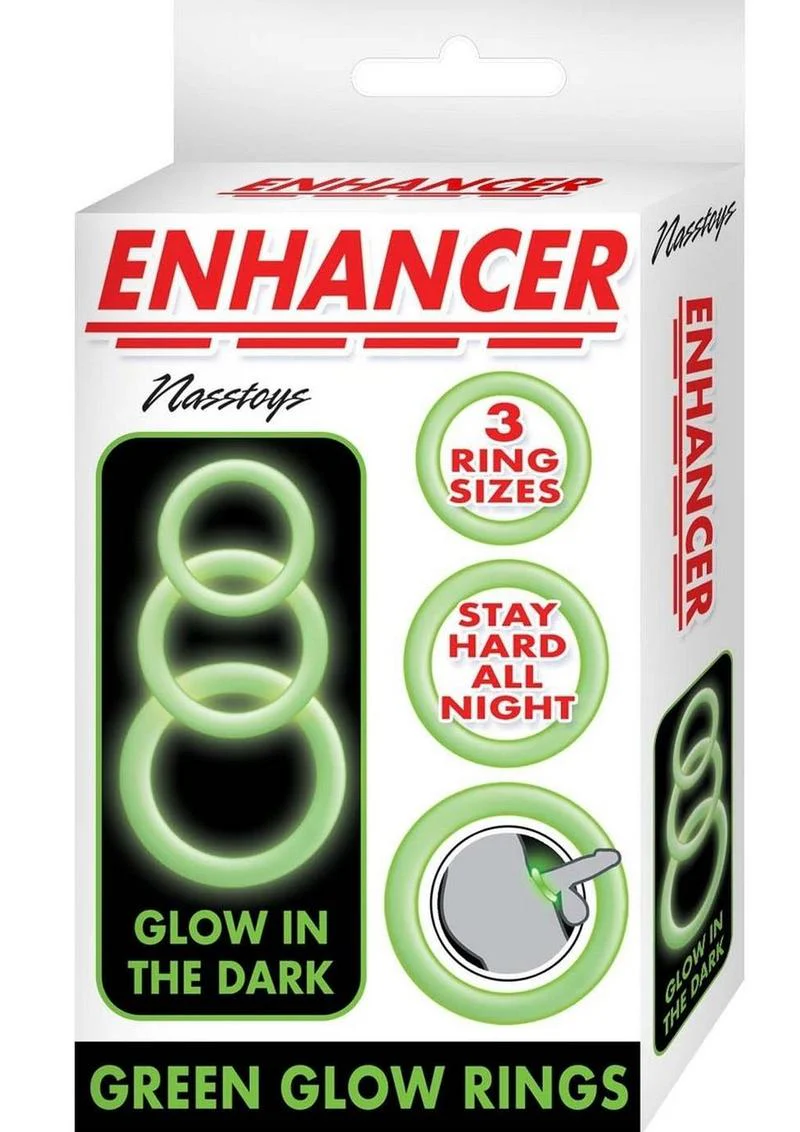 Enhancer Blue Glow Rings Silicone Cock Ring Set - Image 4