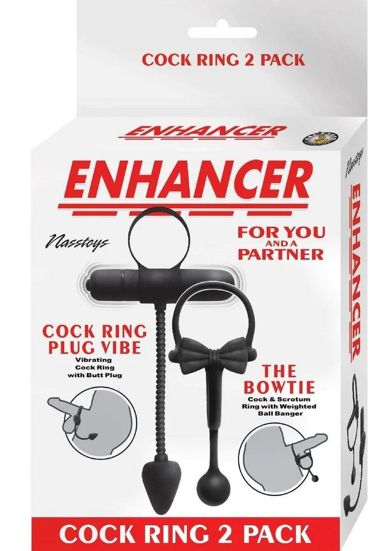 Enhancer Silicone Cock Ring 2 Pack Vibrating Plug - Image 4