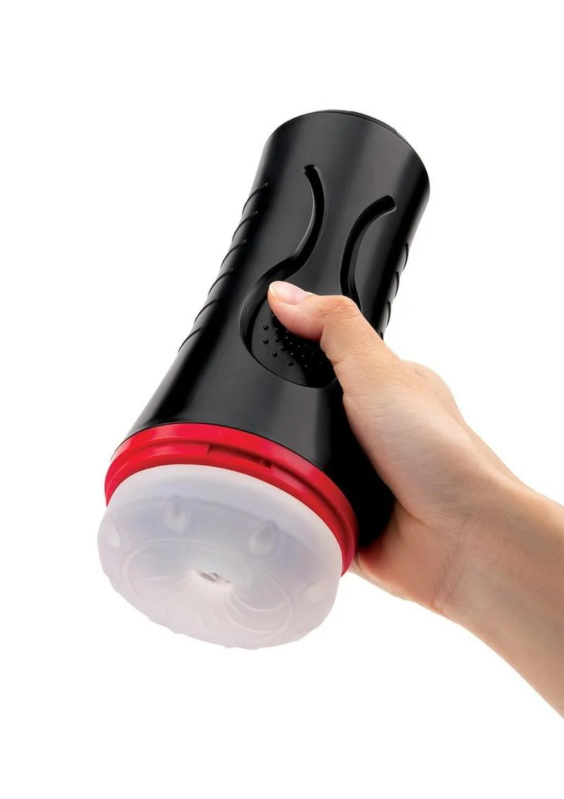 Envy Squeezable Clear Clutch Vibrating Discreet Textured Stroker - Image 3