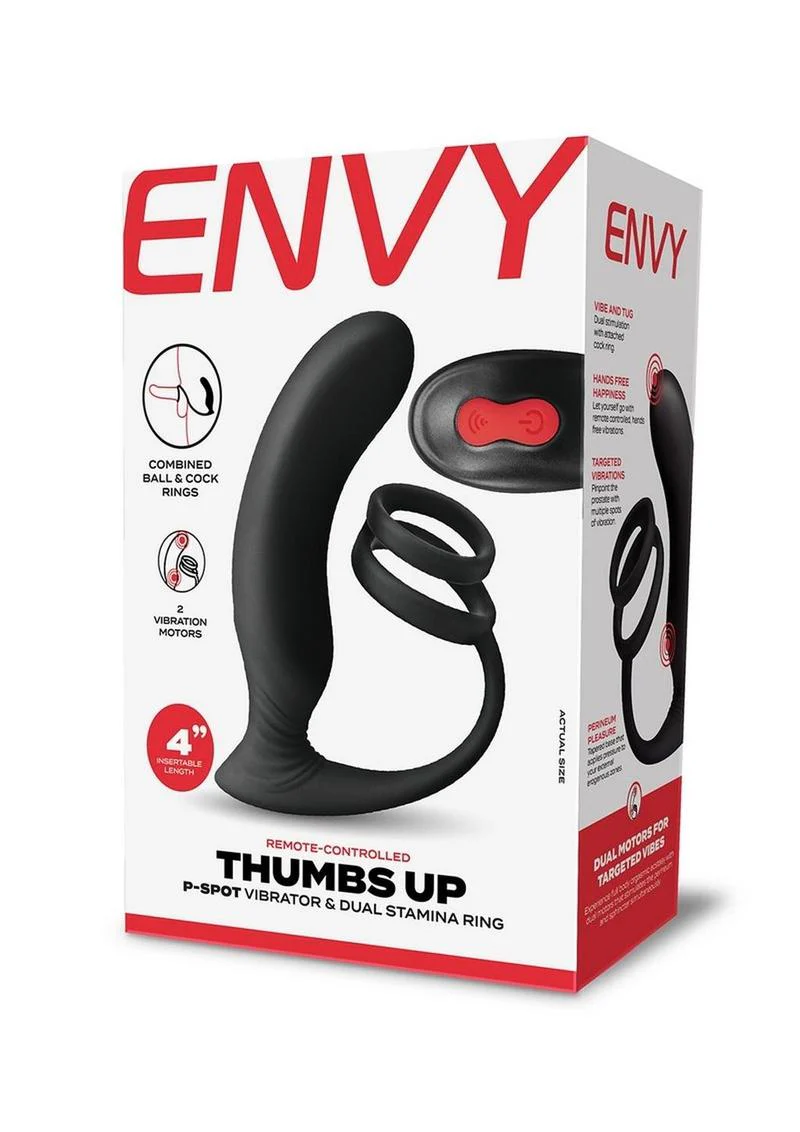 Envy Thumbs Up Remote-Controlled P-Spot Vibrator and Dual Stamina Ring - Image 2