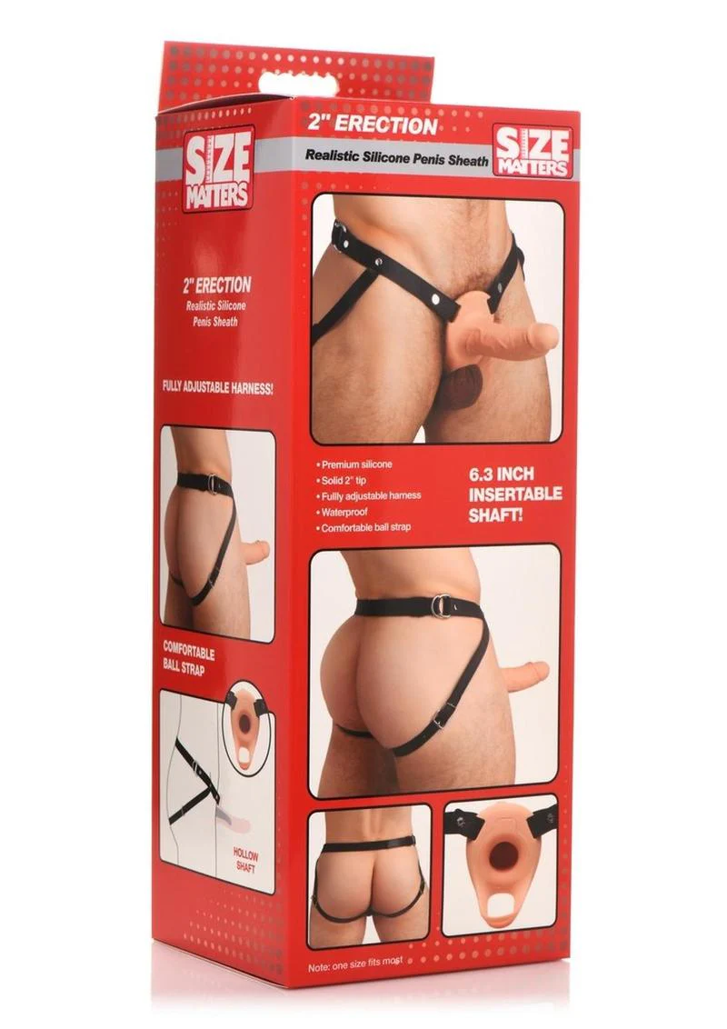 Erection Realistic Silicone Penis Sheath Insertable Shaft  Size - Image 6
