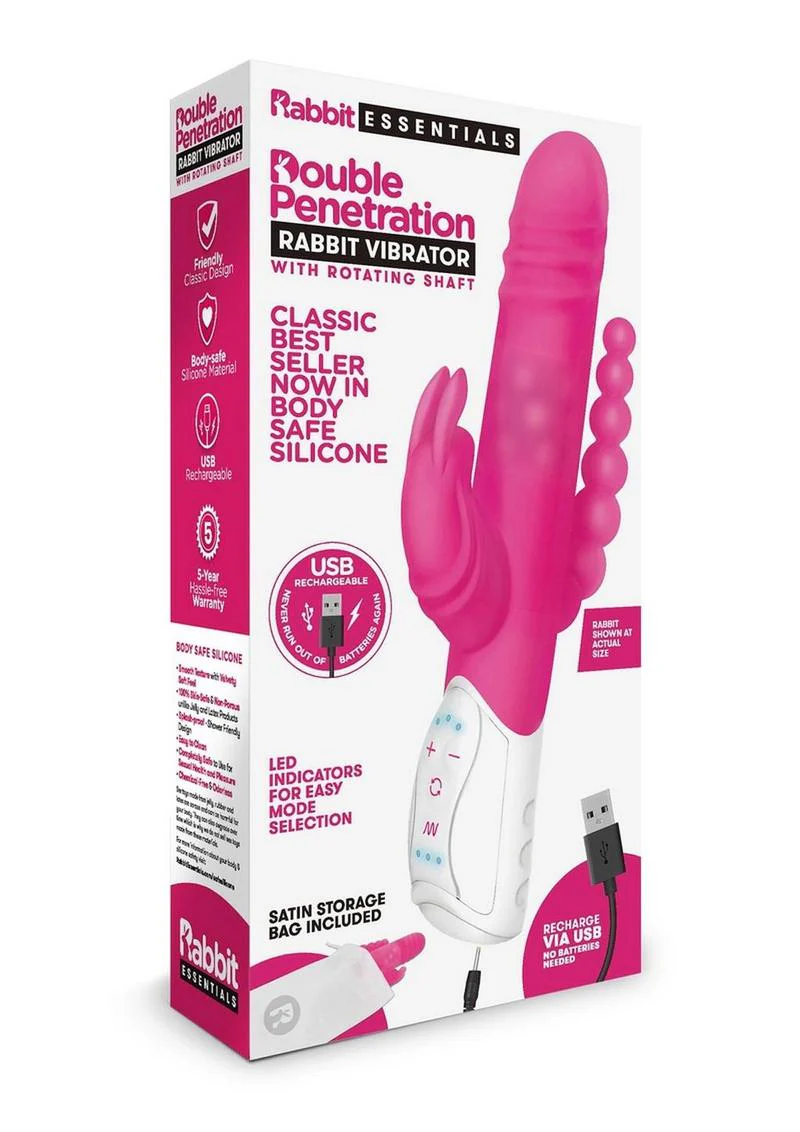 Essentials Double Rechargeable Penetration Rabbit Vibrate - Image 7