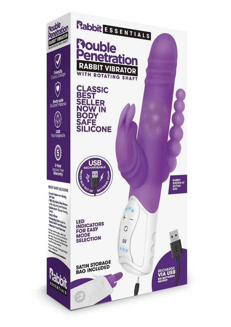 Essentials Double Rechargeable Penetration Rabbit Vibrate - Image 8