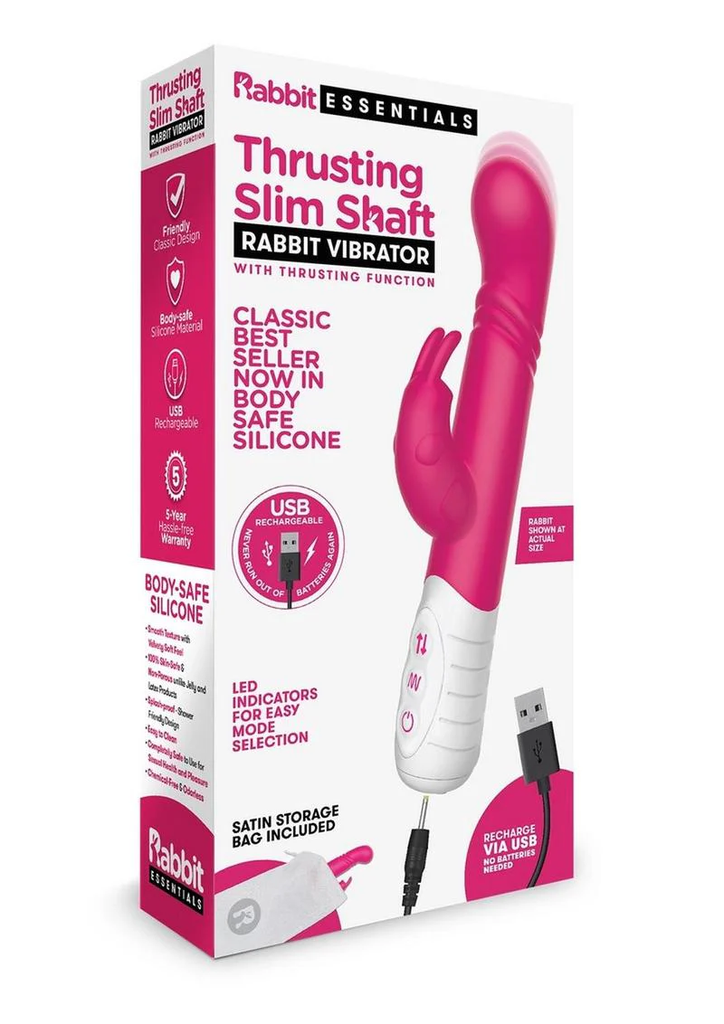 Essentials Silicone Slim Shaft Thrusting G-Spot Rabbit Vibrator - Image 8