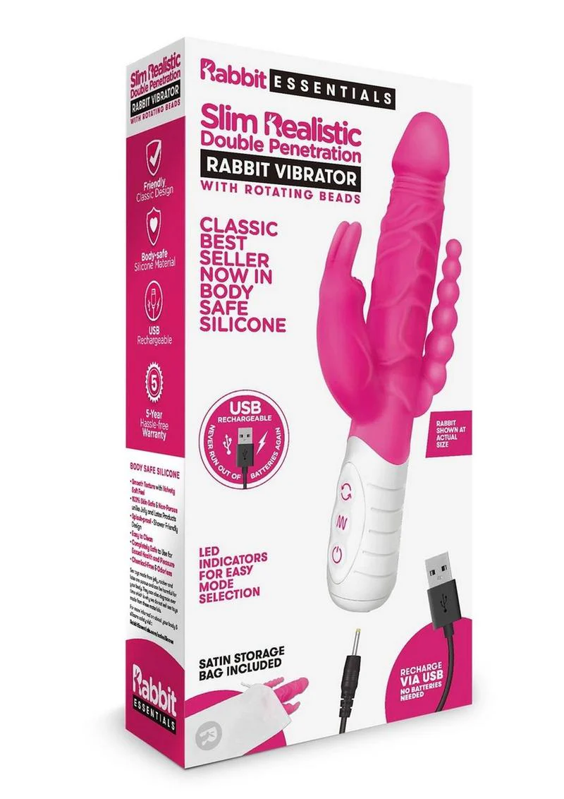 Essentials Slim Realistic Double Rotating Rabbit Vibrator - Image 7