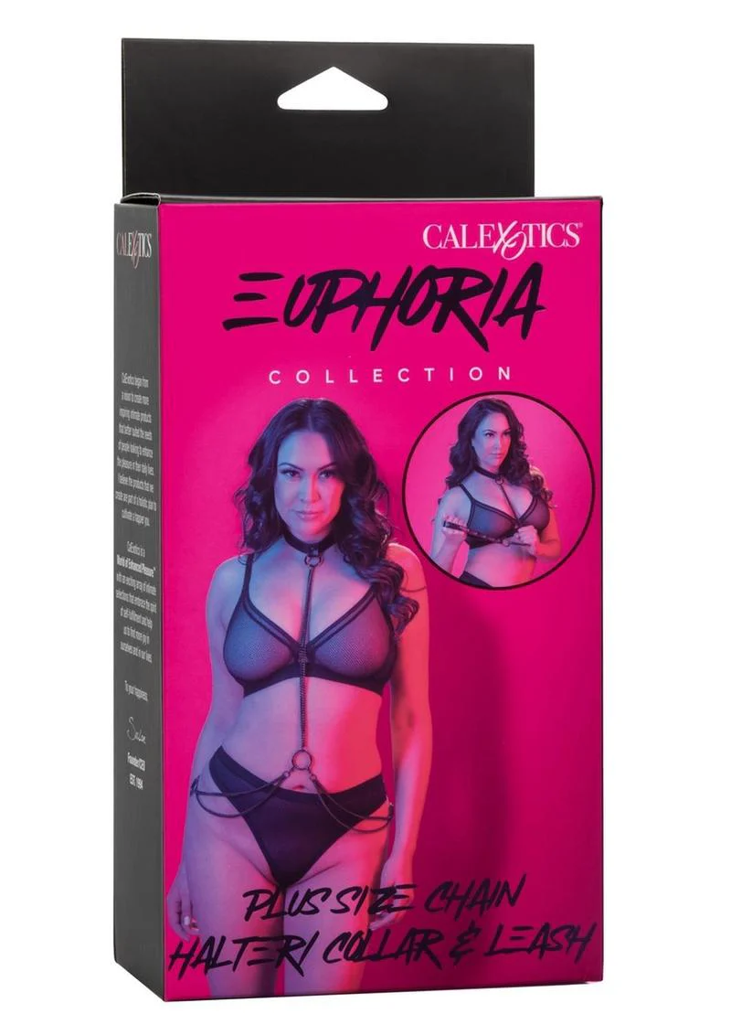 Euphoria Collection Plus Size Chain Halter Collar & Leash - Image 2
