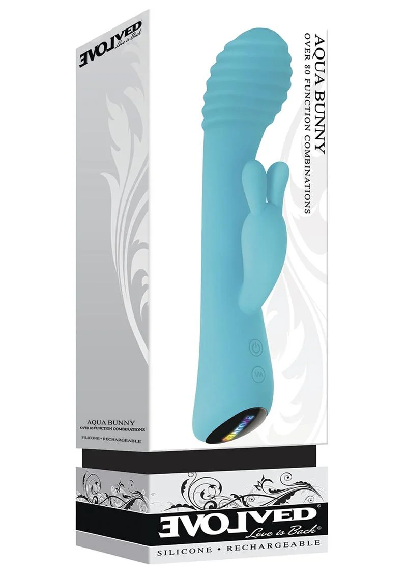 Evolved Aqua Bunny Rechargeable Silicone Rabbit Vibrator - Image 4
