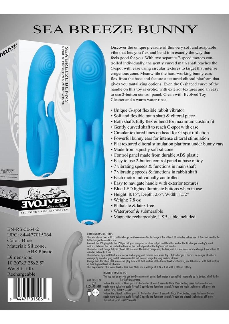 Evolved Sea Breeze Bunny Rechargeable Silicone G-Spot Rabbit Vibrator - Image 3
