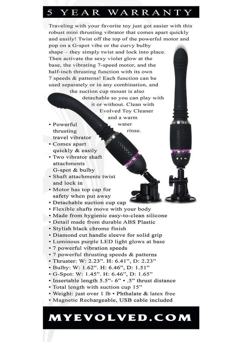 Evolved Thrust And Go Rechargeable Silicone Mini Vibrator - Image 2