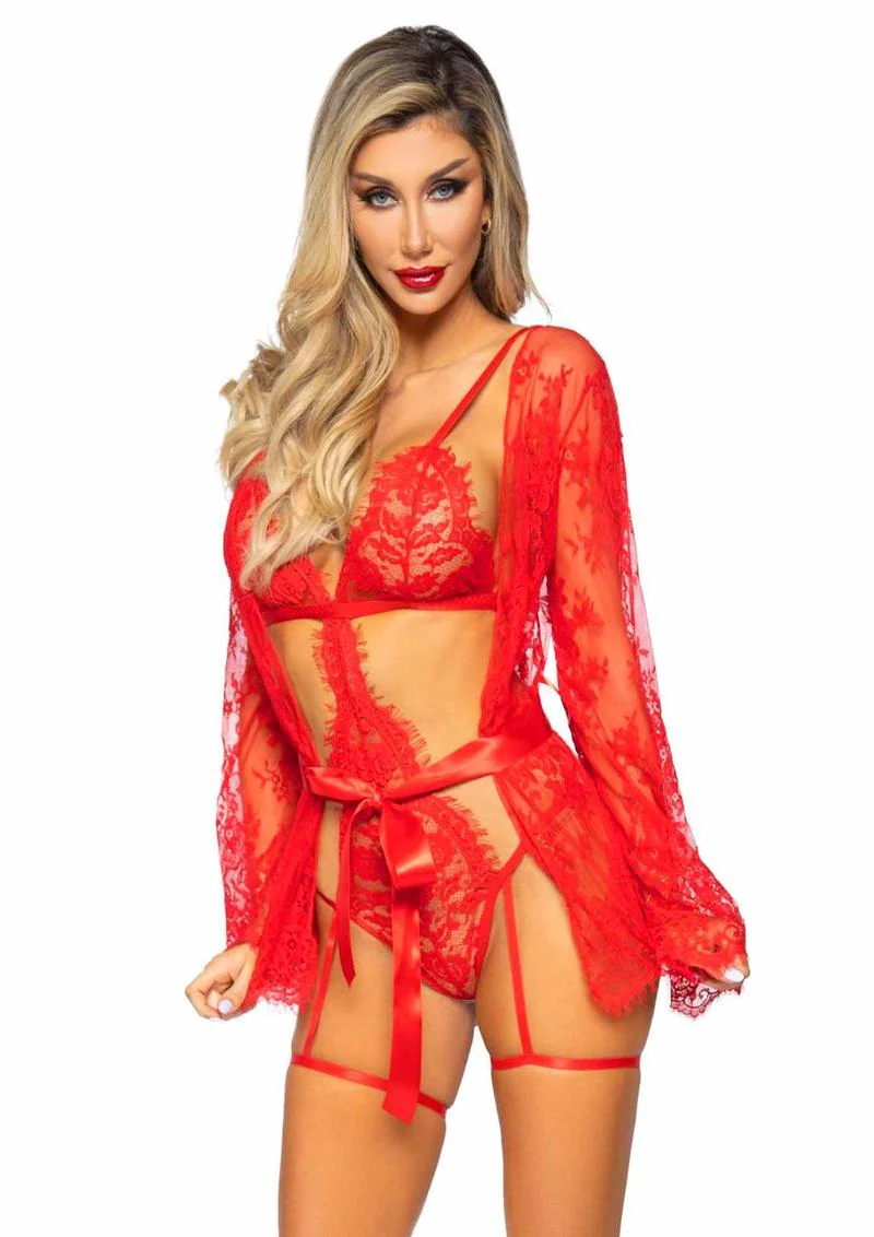 Eyelash Lace Garter Teddy with G-string Back - Image 10