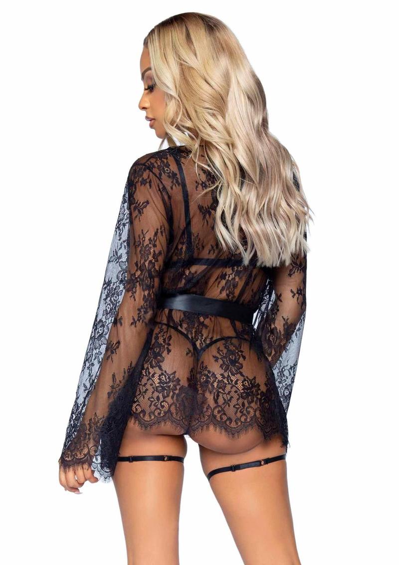 Eyelash Lace Garter Teddy with G-string Back - Image 2