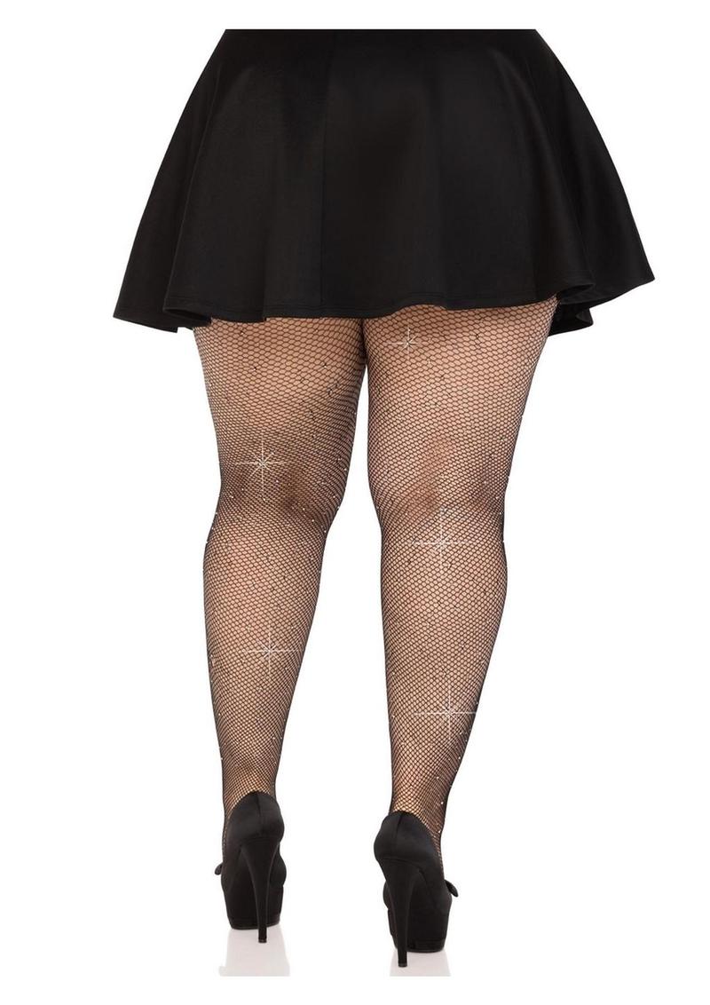 Fishnet Crystalized Tights with Multi-Sized Iridescent Rhinestones - Image 7