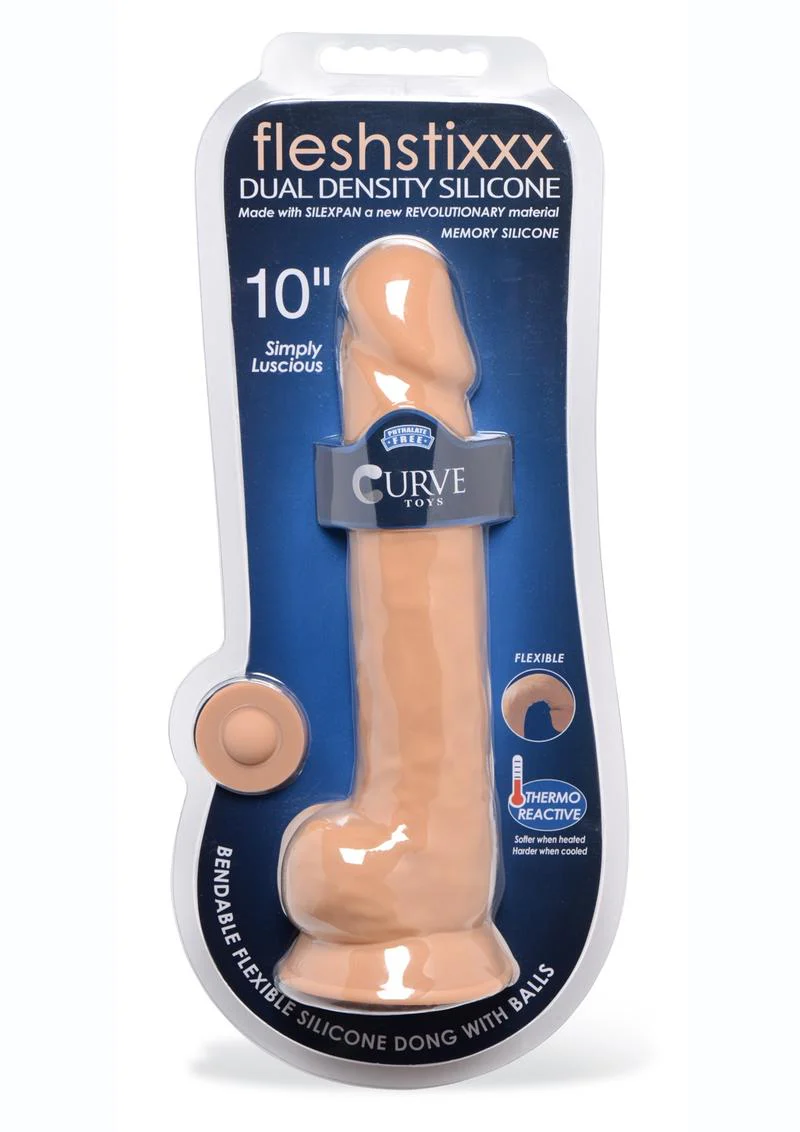 Fleshstixxx Dual Density Silicone Bendable Dong with Balls - Image 25