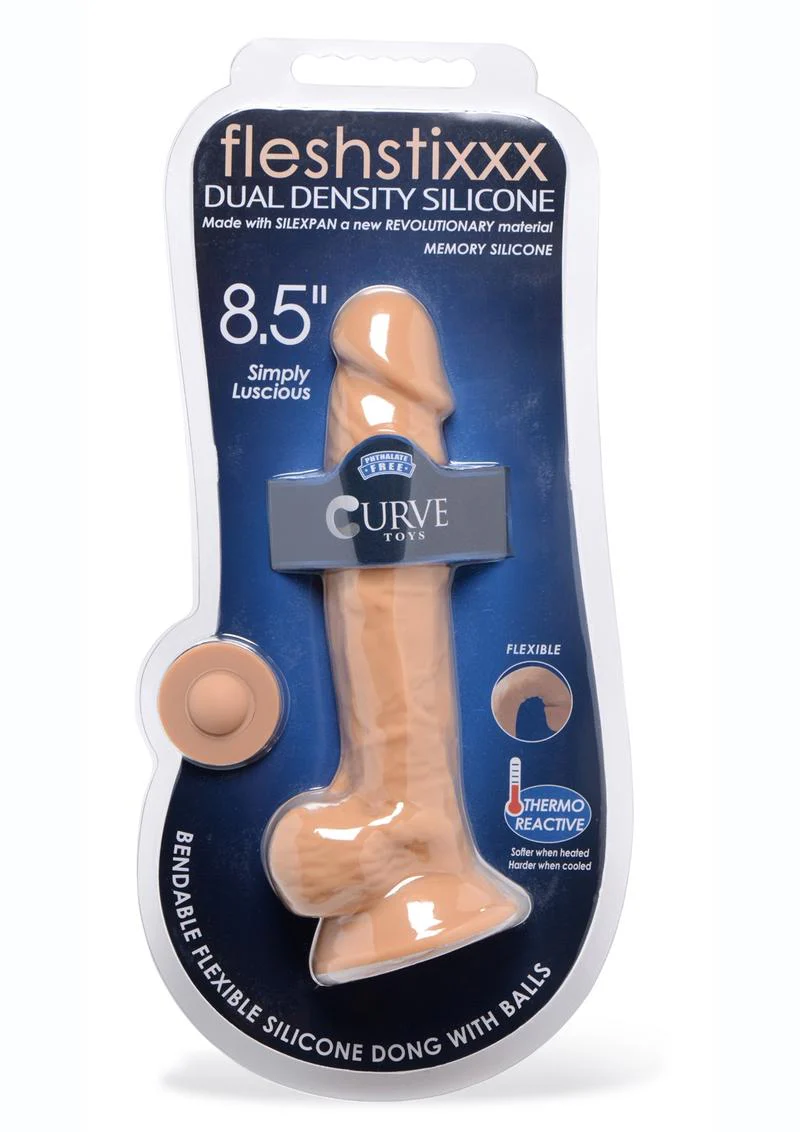 Fleshstixxx Dual Density Silicone Bendable Dong with Balls - Image 29