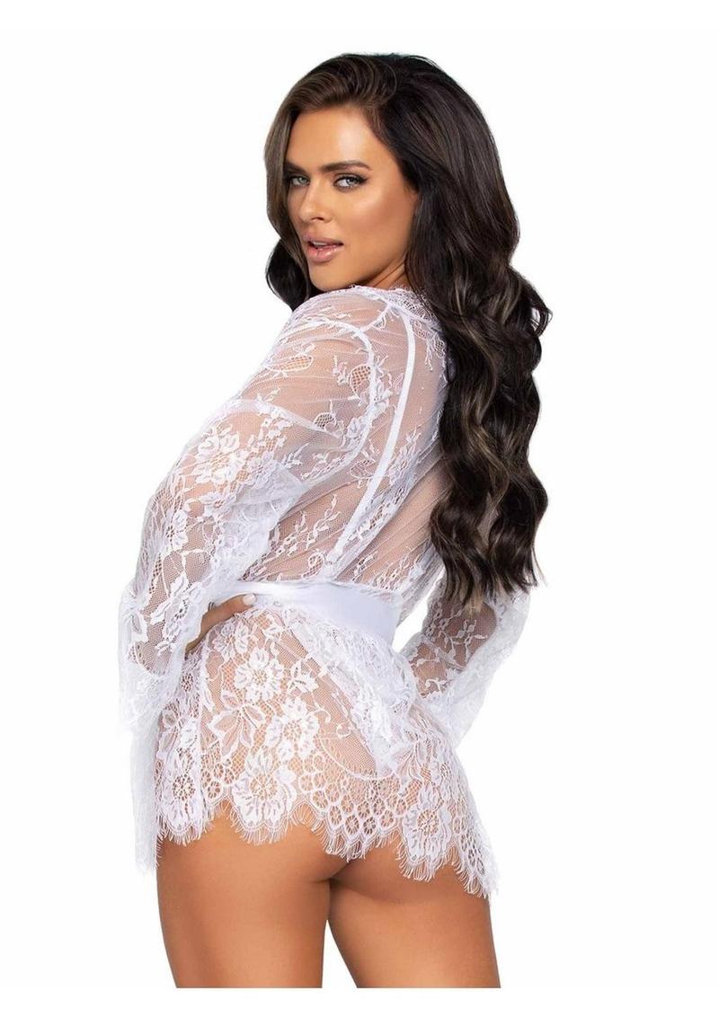 Floral Lace Teddy with Adjustable Straps and Satin Tie - Image 14