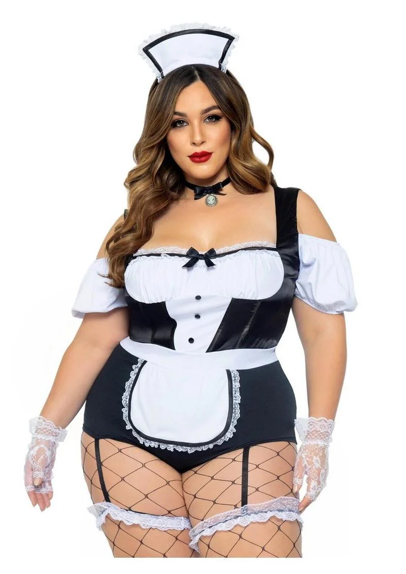 Foxy Frenchie Garter Bodysuit with Attached Apron - Image 5