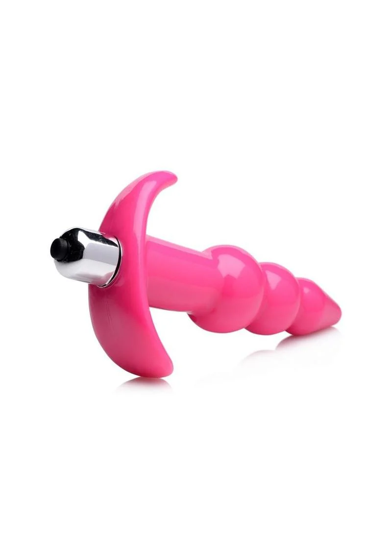 Frisky Bubbling Pink Ribbed Anal Plug Powerful Vibration - Image 2