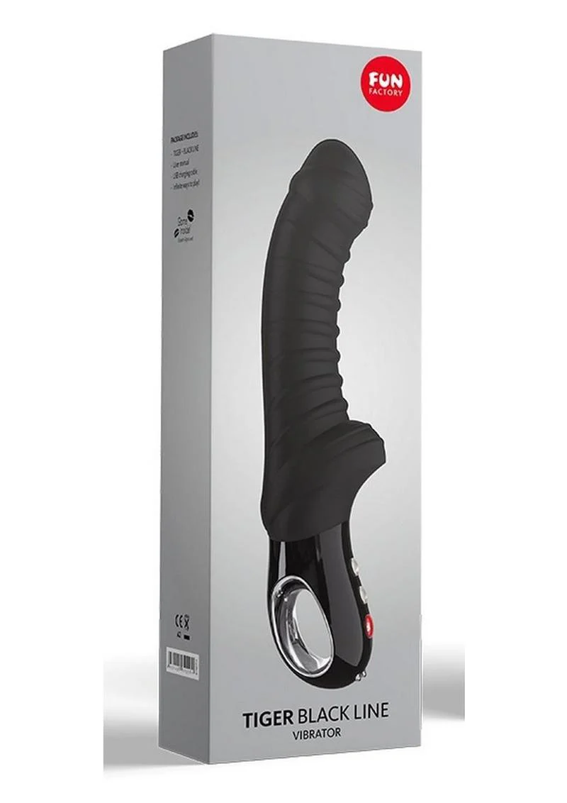 Fun Factory Tiger Black Line Ribbed Silicone Vibrator - Image 4