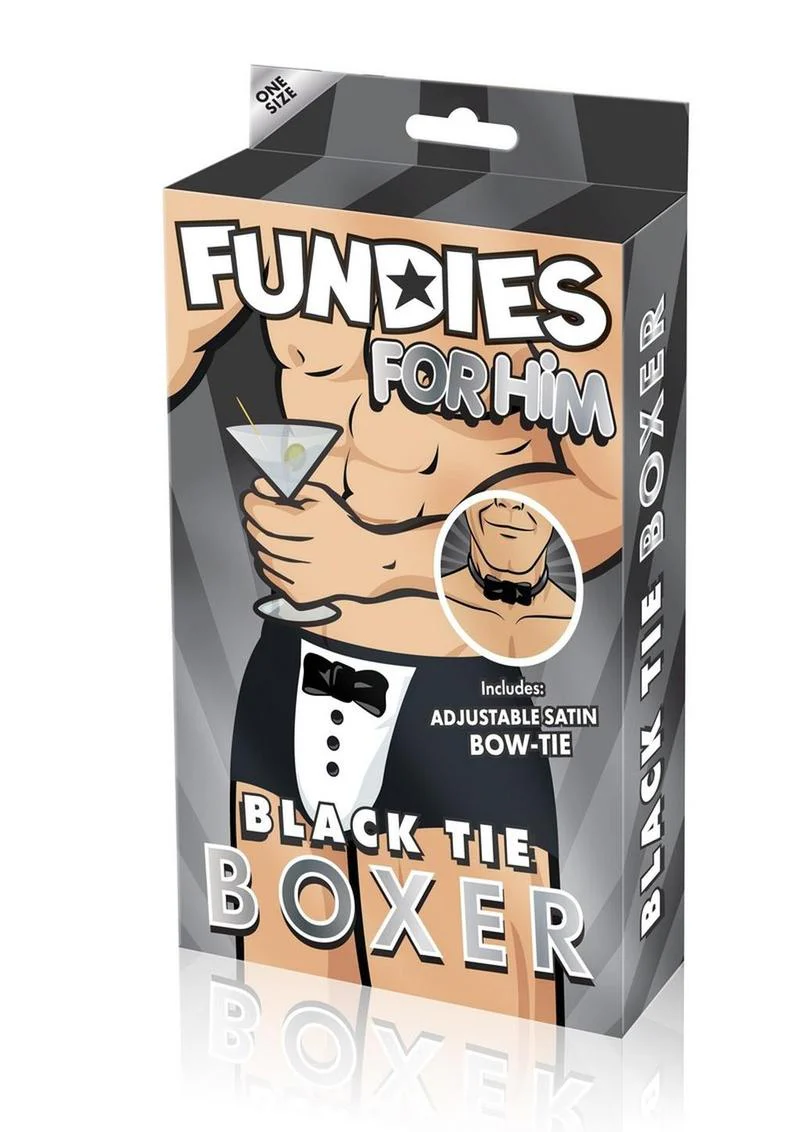Fundies For Him - Black Tie Boxer with Bow Tie - Image 4