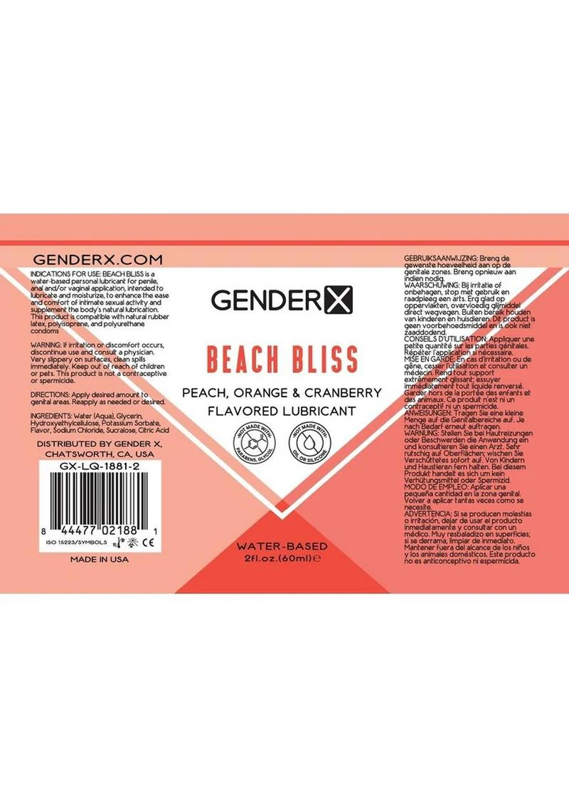 GenderX Beach Bliss Peach Orange And Cranberry Flavored Lubricant - Image 2