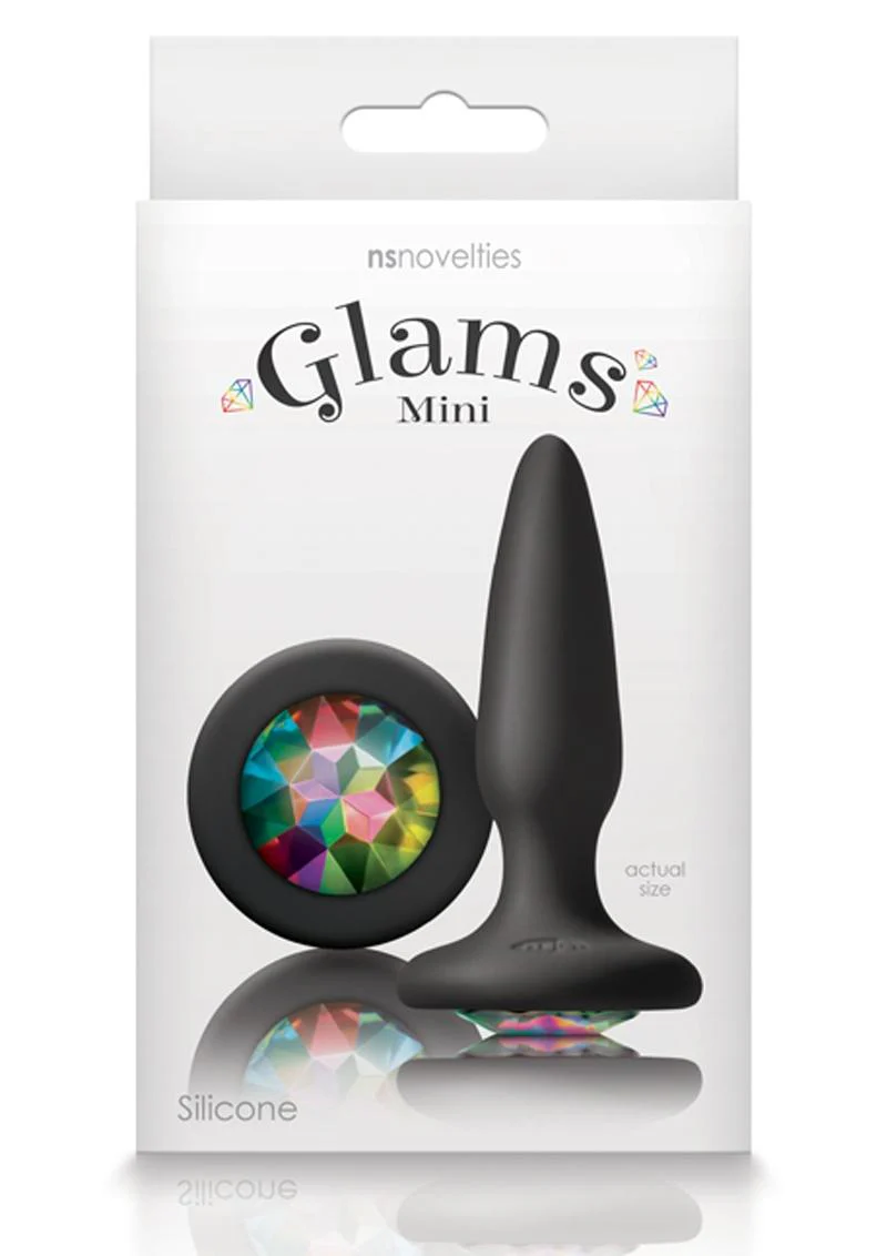 Glams Mini Silicone Butt Plug with Rainbow Gem - Image 2