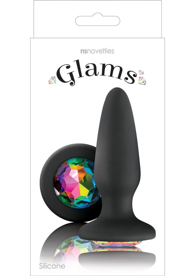 Glams Silicone Butt Plug with Rainbow Gem - Image 3