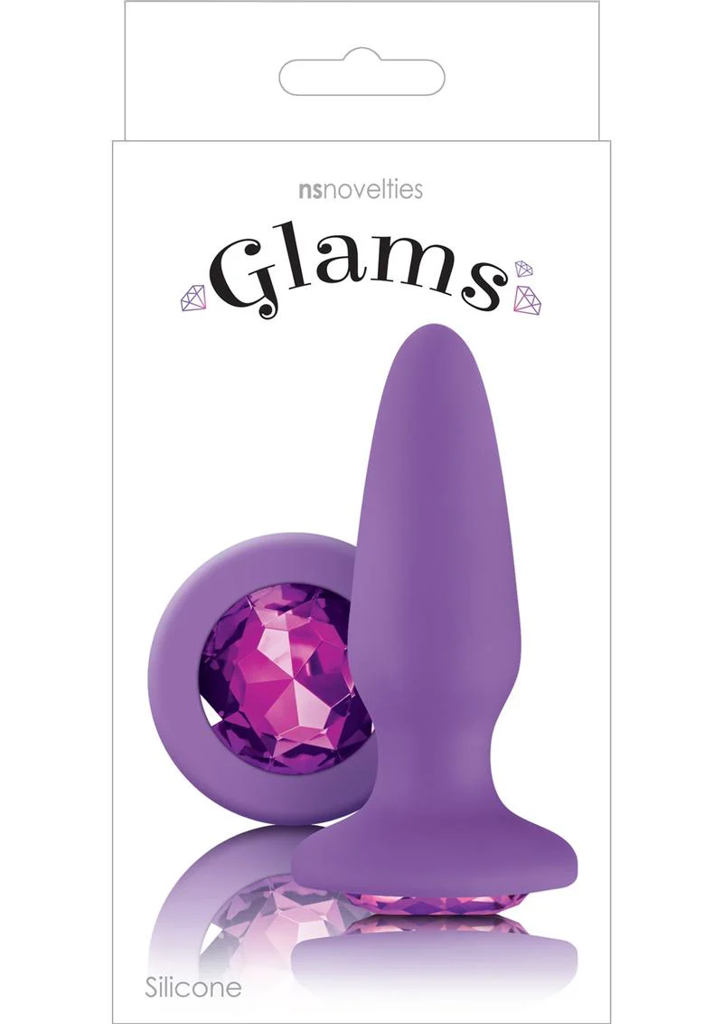 Glams Silicone Butt Plug with Rainbow Gem - Image 4