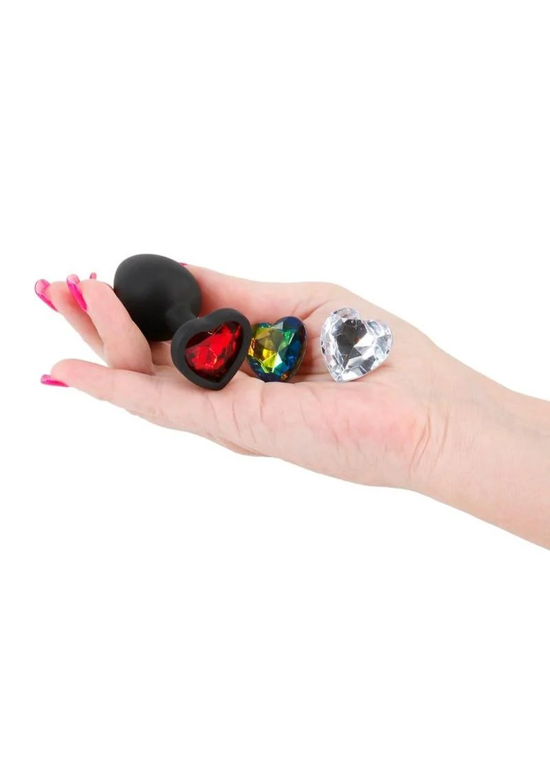 Glams Xchange Heart Silicone Anal Plug with Swappable Gems - Image 2
