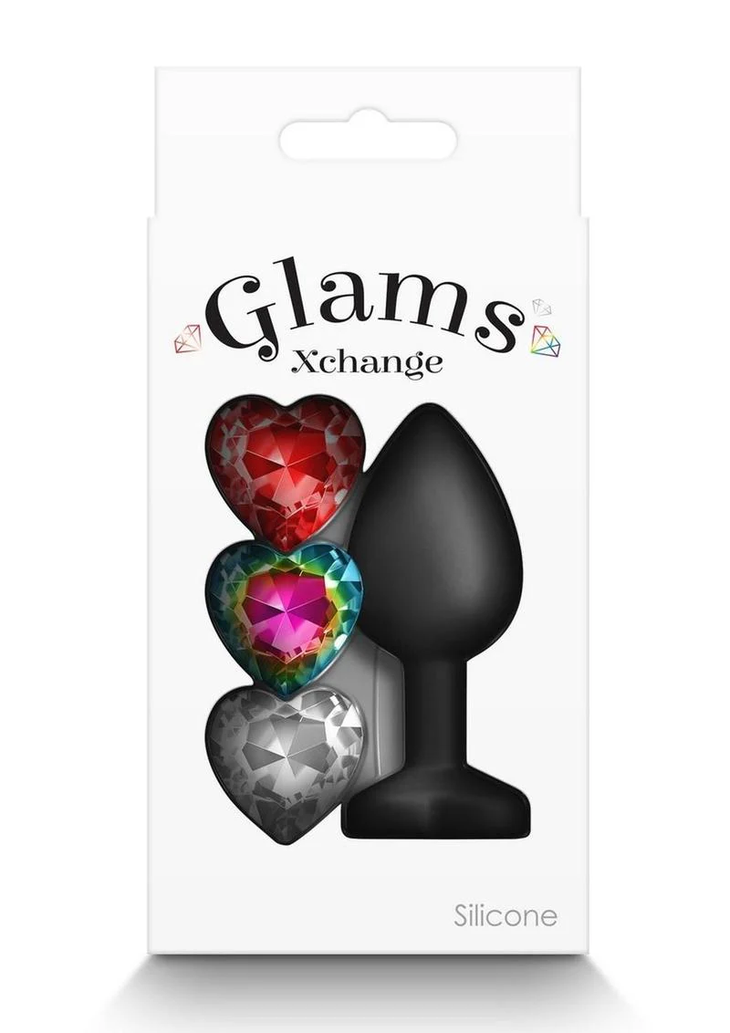 Glams Xchange Heart Silicone Anal Plug with Swappable Gems - Image 6