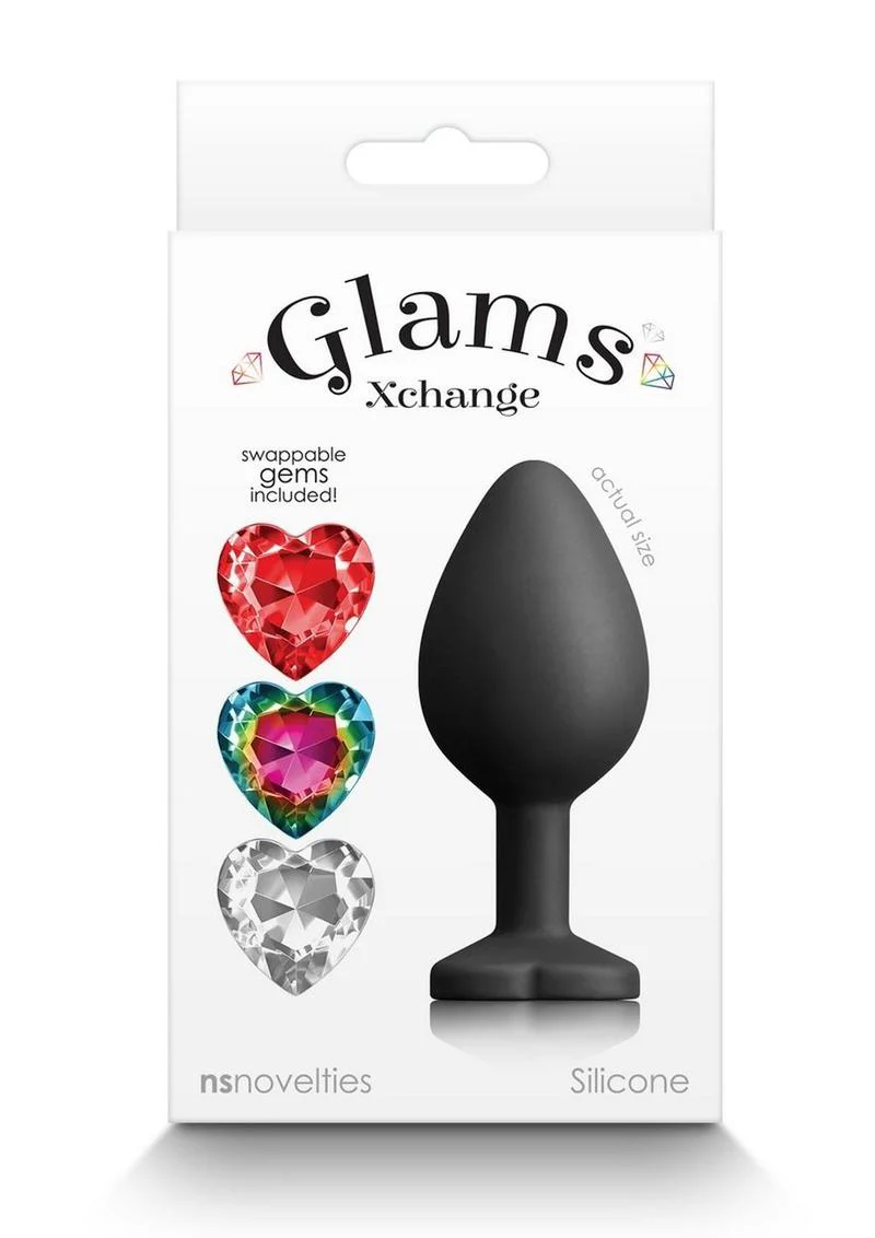 Glams Xchange Heart Silicone Anal Plug with Swappable Gems - Image 7
