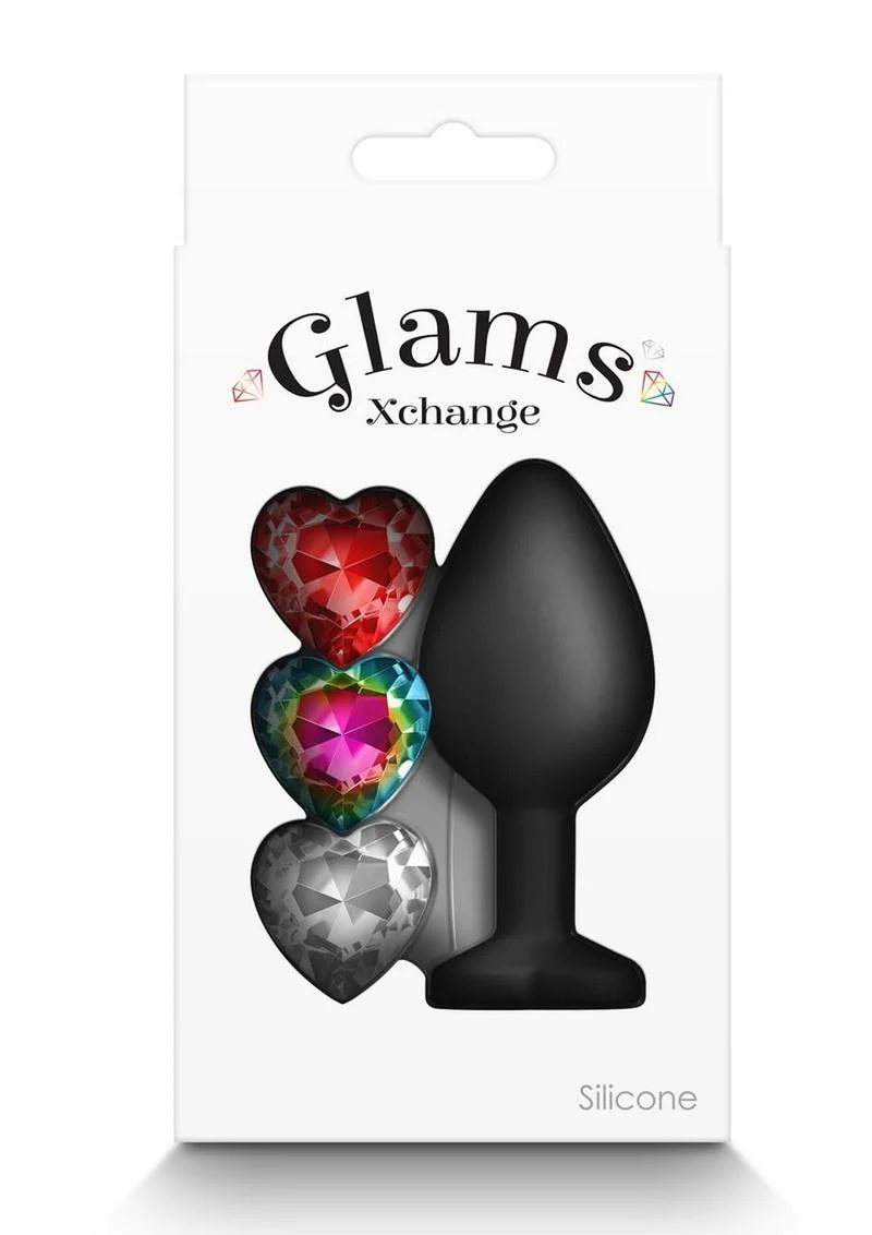 Glams Xchange Heart Silicone Anal Plug with Swappable Gems - Image 8