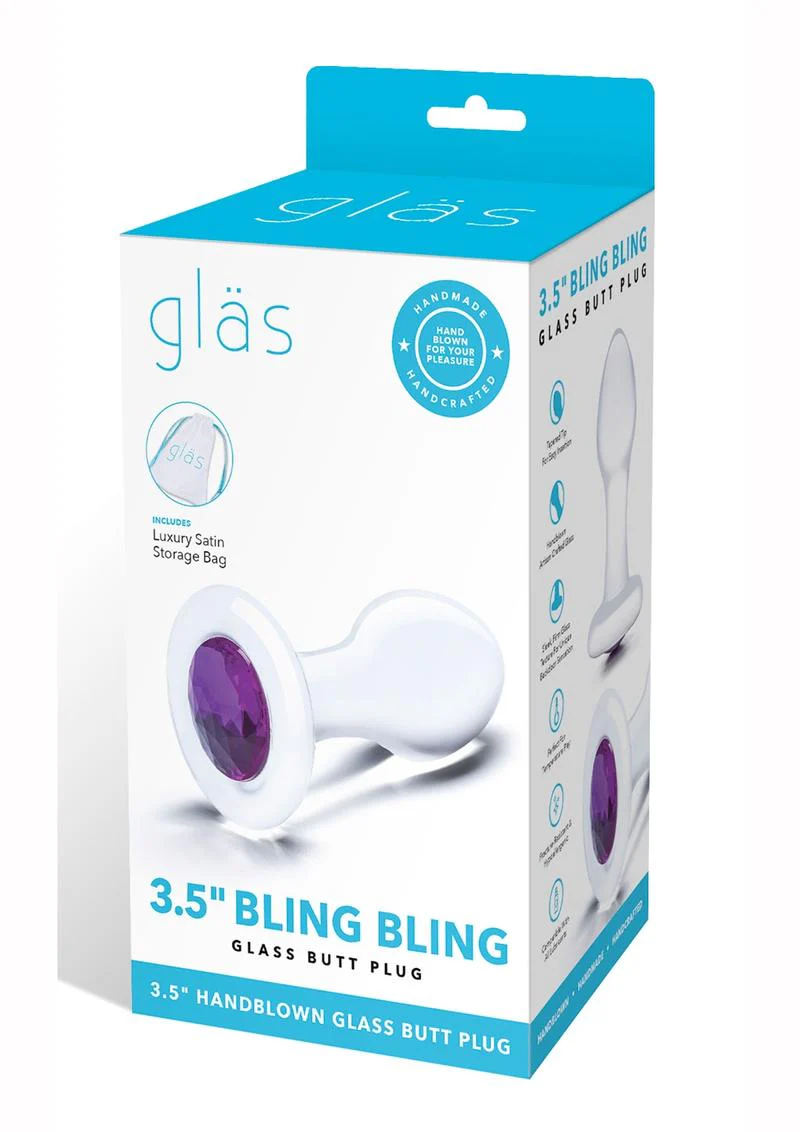 Gläs 3.5 Inch Bling Bling Hand Blown Glass Butt Plug - Image 4